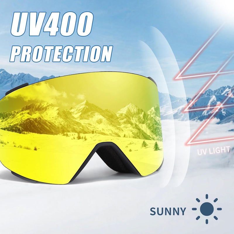 MXJ Gear Ski Goggles OTG for Women Men Adult Youth,YH693C Magnetic Snowboard Goggles,Winter Snow Goggles for Skiing Skating - Image 2